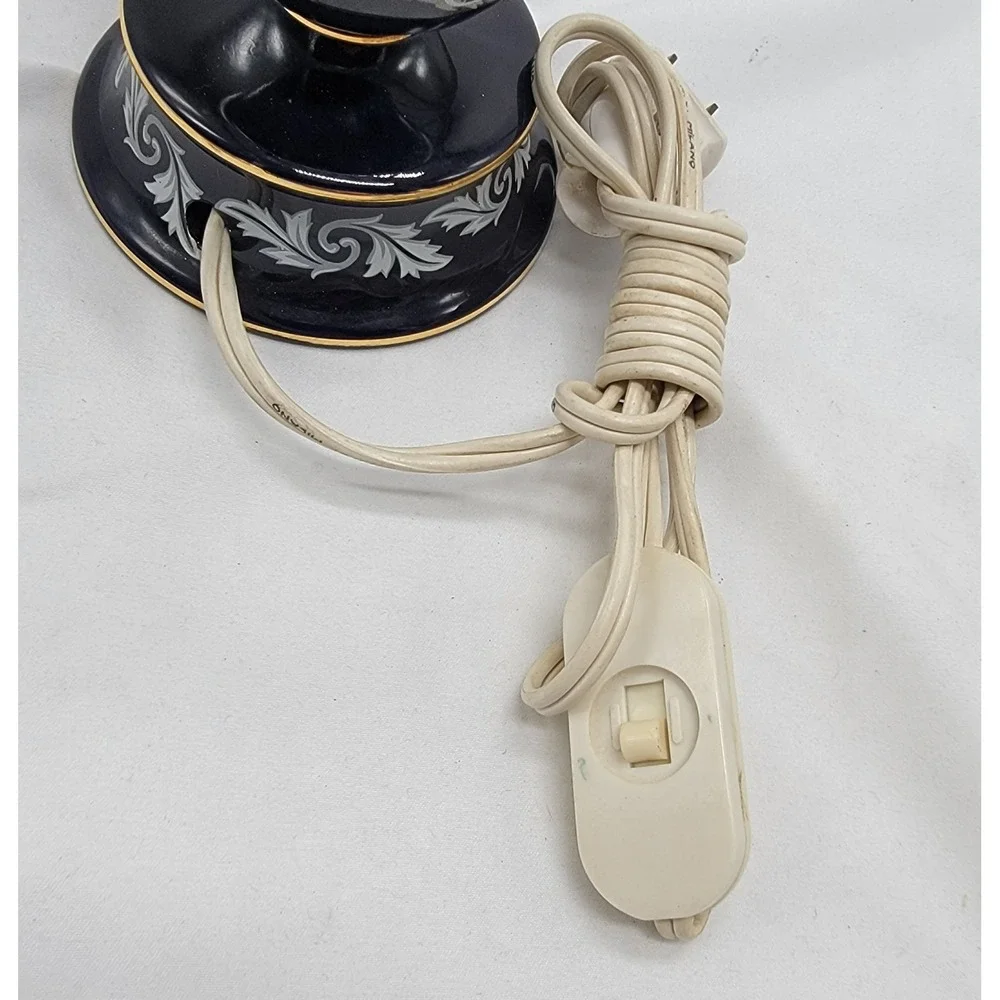Vtg Murray Feis Florentin Italian Pottery Colbalt Table Lamp #7065 Gilt Brass‎